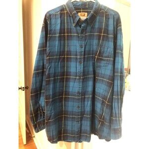 The Foundry Men’s Flannel Shirt 2XLT Blue Plaid 100% Cotton